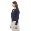 Blue Wool V-Neck Sweater with Front Pocket