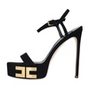 Black Platform Sandals with Gold Logo