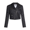 Leather Jacket with Logo Graphic and Zipper Closure