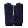 Blue Leather Knit Cuff Gloves