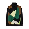 Color Block Turtleneck with Attached Scarf