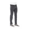 Gray Cotton Jeans  Pant with Logo Button