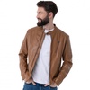 Men`s Camel Leather Biker Jacket