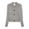 Gray Timberwolf Ribbed Cardigan Sweater