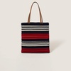 striped crochet-knit tote bag