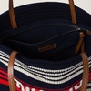 striped crochet-knit tote bag