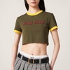 logo-embroidered cropped T-shirt