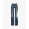 Flora logo leather-patch flared-leg mid-rise denim jeans