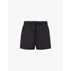 Drawstring waistband flared-leg mid-rise twill shorts