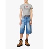 Patch-pockets faded wash relaxed-fit denim shorts