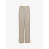 Angled-stripe relaxed-fit high-rise woven trousers