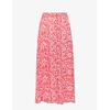 Blurred-stroke print A-line recycled viscose-blend midi skirt