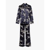 Lila graphic-print silk-satin pyjama set