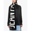 Branded-print oversized wool scarf