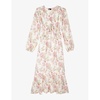 Ruffle-trim floral-print silk maxi dress