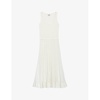 Scoop-neck pleated stretch-cotton maxi dress