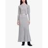 Contrast-piping knitted wool maxi skirt