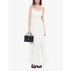 Bow-embellished panelled woven maxi dress