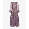 Glisten long-sleeve sequin woven gown