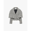 Herringbone cropped wool-blend jacket