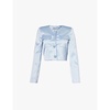 Rhinestone-buttons two-flap pockets woven jacket