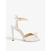 Sacora 100 pearl-embellished satin sandals