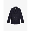 Lapel-collar double-breasted wool-blend coat