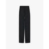 Wide-leg high-rise wool-blend trousers