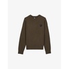 Logo-patch crew-neck stretch wool-blend jumper