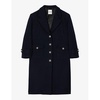 Notched-lapels flap-pocket wool coat