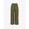 Cropped wide-leg mid-rise linen trousers