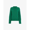 Checked funnel-neck cotton-knit jumper