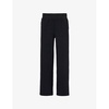 Drawstring-waistband wide-leg mid-rise stretch-woven trousers