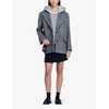 Removable-hood notched-lapel wool-blend coat