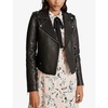 Biker-collar leather jacket