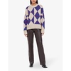 Diamond-pattern relaxed-fit wool-blend jumper