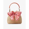 Bon Bon small bow-embellished raffia bucket bag