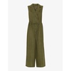 Bella notch-lapel wrap linen jumpsuit