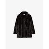 Notched-collar mid-length faux fur coat