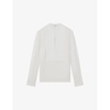 Emmy grandad-collar long-sleeve woven blouse