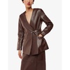 Josie wrap-tie leather blazer