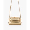 Branded metallic leather cross-body bag