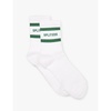 Branded-print striped stretch-organic-cotton blend socks