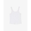 Rhinestone-embellished round-neck stretch-cotton tank top