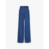 Norman wide-leg high-rise cotton and linen trousers