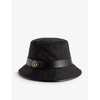 Leather-Trimmed Monogrammed Canvas Bucket Hat