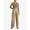 Leila wide-leg high-rise linen trousers