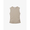 Trudy round-neck ruched-side ribbed stretch-cotton vest