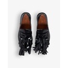 Fringed-trim leather moccasin loafers