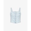 Drea square-neck slim-fit denim top